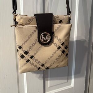 Beige and Black Crossbody Bag